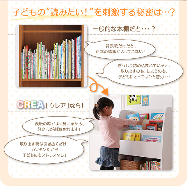 CREA クレアシリーズ 棚付絵本ラック 幅63cm 商品説明画像5