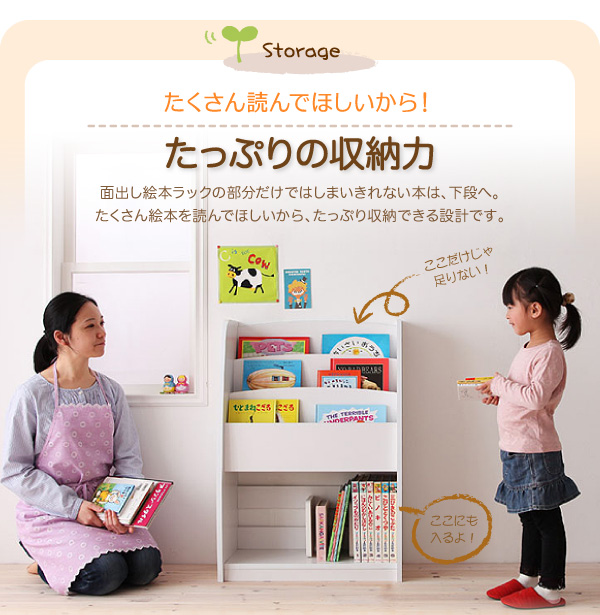 CREA クレアシリーズ 棚付絵本ラック 幅63cm 商品説明画像7