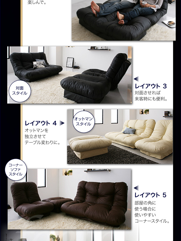 フロアコーナーカウチリクライニングソファ「feeta」フィータ 商品説明画像3