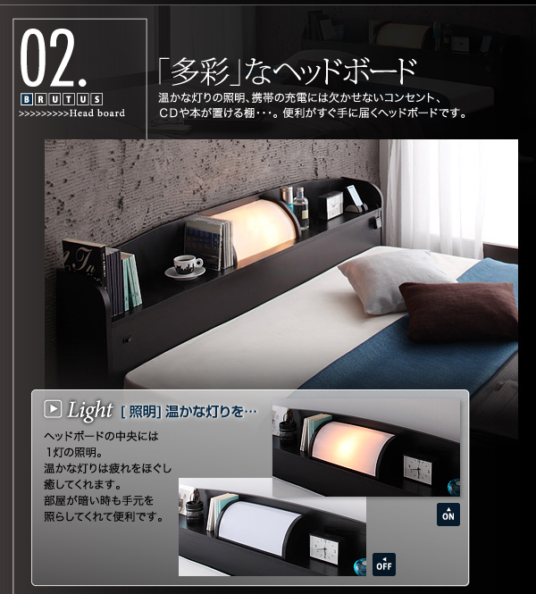 照明・コンセント付きフロアベッド BRUTUS ブルータス 商品説明画像5