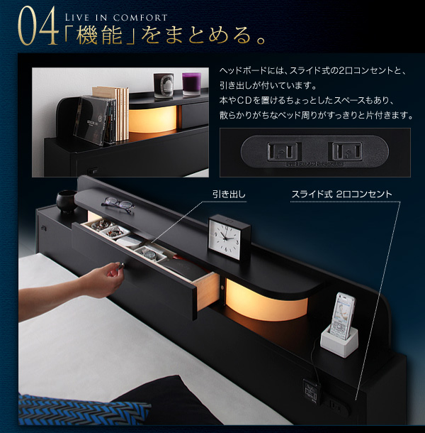 照明・コンセント付きフロアベッド Dewx デュークス 商品説明画像7