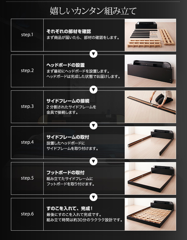 照明・コンセント付きフロアベッド Diner ダイナー 商品説明画像9