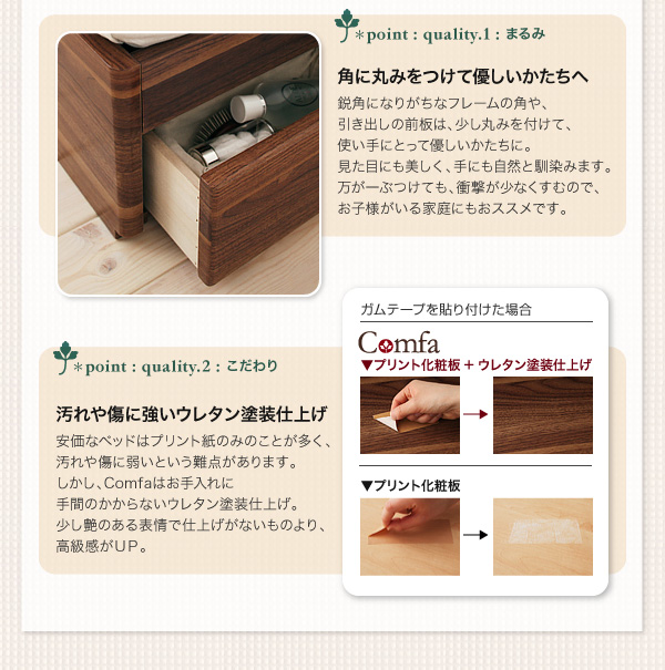 照明・コンセント付き収納ベッド Comfa コンファ 商品説明画像7