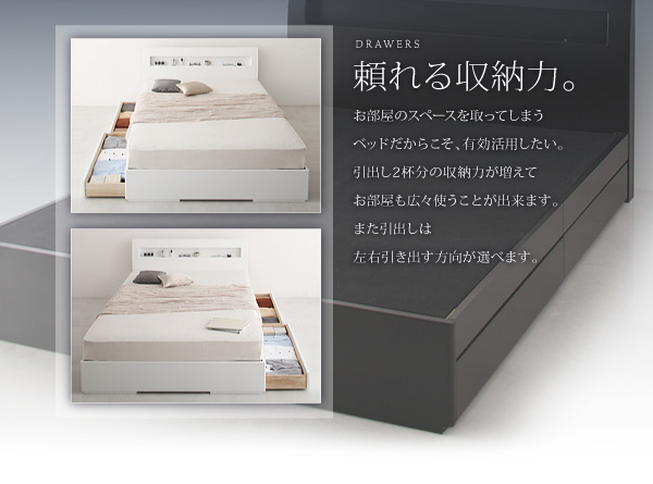棚・コンセント付きデザイン収納ベッド Silvia シルビア 商品説明画像7