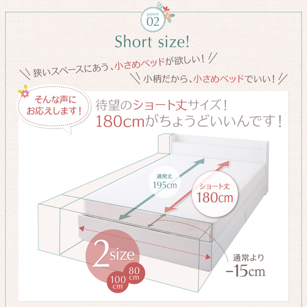棚・コンセント付き収納ベッド Fleur フルール 商品説明画像5