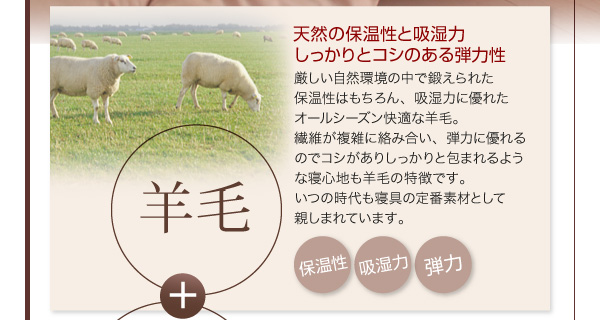 ボリューム布団6点セット FLOOR フロア 羊毛混タイプ 商品説明画像9