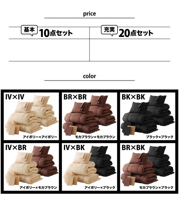 セット布団2組 10点セット&20点セット 商品説明画像17
