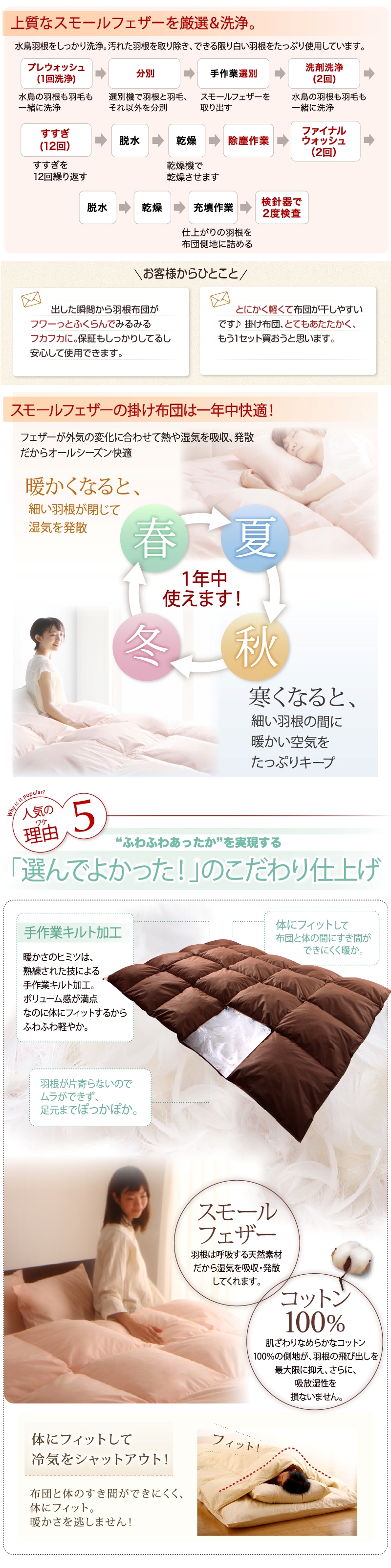 新20色羽根布団8点セット 商品説明画像5