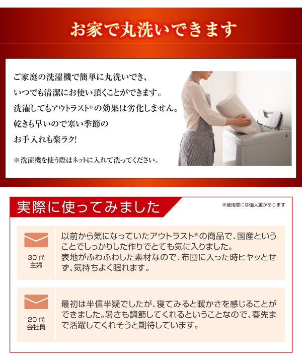最先端素材!アウトラスト温感敷きパッドシーツ 日本製 商品説明画像13