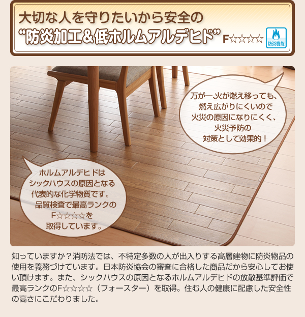 はっ水・はつ油・抗カビ・抗菌・防炎機能付きフローリング調ダイニングラグ&キッチンマット Natur ナトゥーリ 商品説明画像7