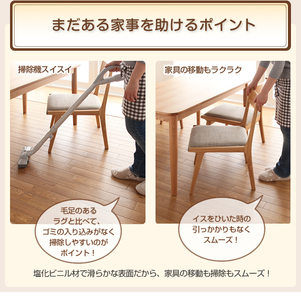 はっ水・はつ油・抗カビ・抗菌・防炎機能付きフローリング調ダイニングラグ&キッチンマット Natur ナトゥーリ 商品説明画像8