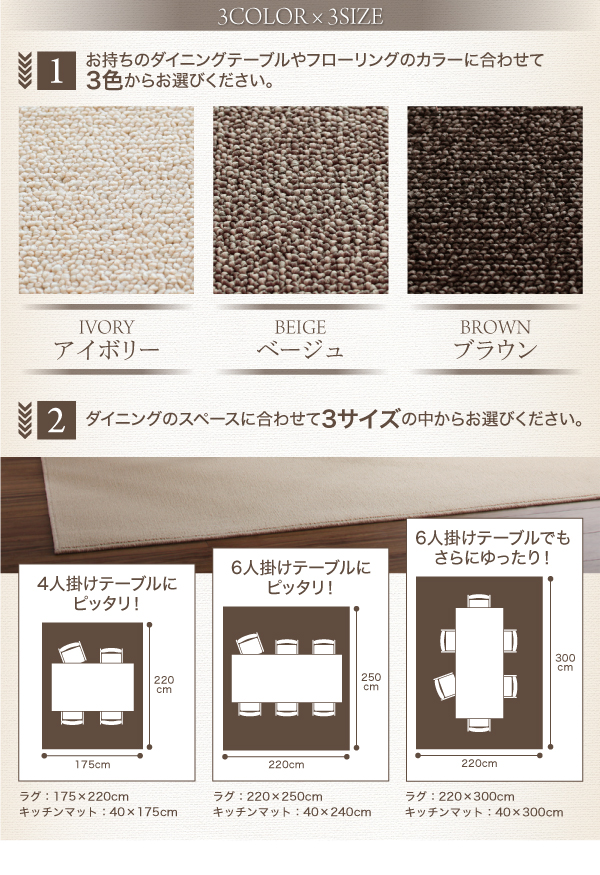 撥水・防汚・防ダニ・抗菌ダイニングラグ Safes サフィス 商品説明画像15