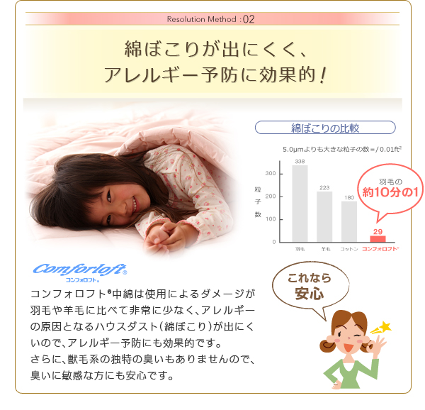東洋紡素材使用 洗える防ダニ布団 Flulio フルリオ 商品説明画像5