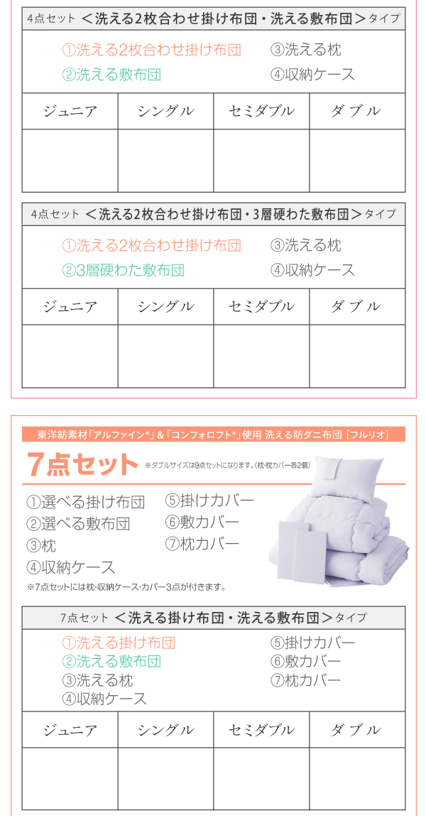 東洋紡素材使用 洗える防ダニ布団 Flulio フルリオ 商品説明画像20