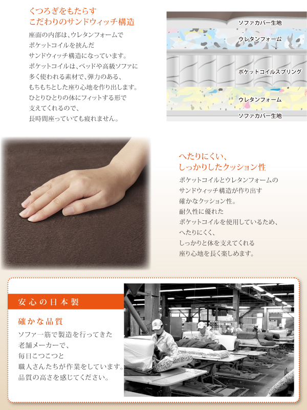 リクライニングカウチソファ マイクロファイバータイプ Esta エスタ 商品説明画像7