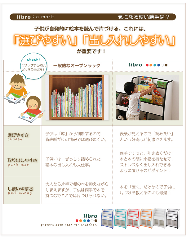 ソフト素材キッズファニチャーシリーズ 棚付絵本ラック  libro リブロ 商品説明画像11
