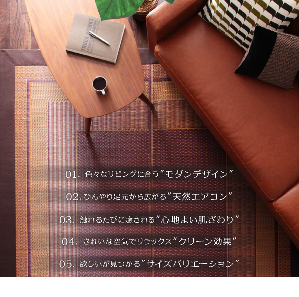 純国産モダンデザイン涼感い草ラグ Lyma ライマ 商品説明画像3