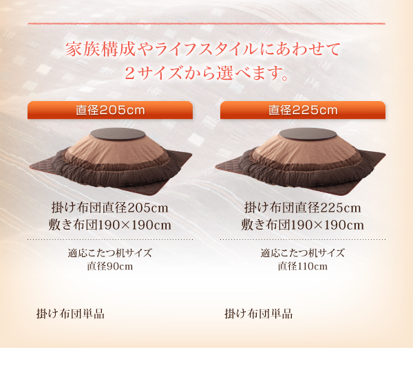 しじら織り円形こたつ布団 紫月 しづき 商品説明画像8