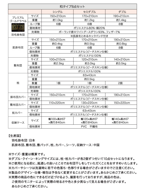 羽毛布団8点セット Lathyrus ラティルス 商品説明画像26