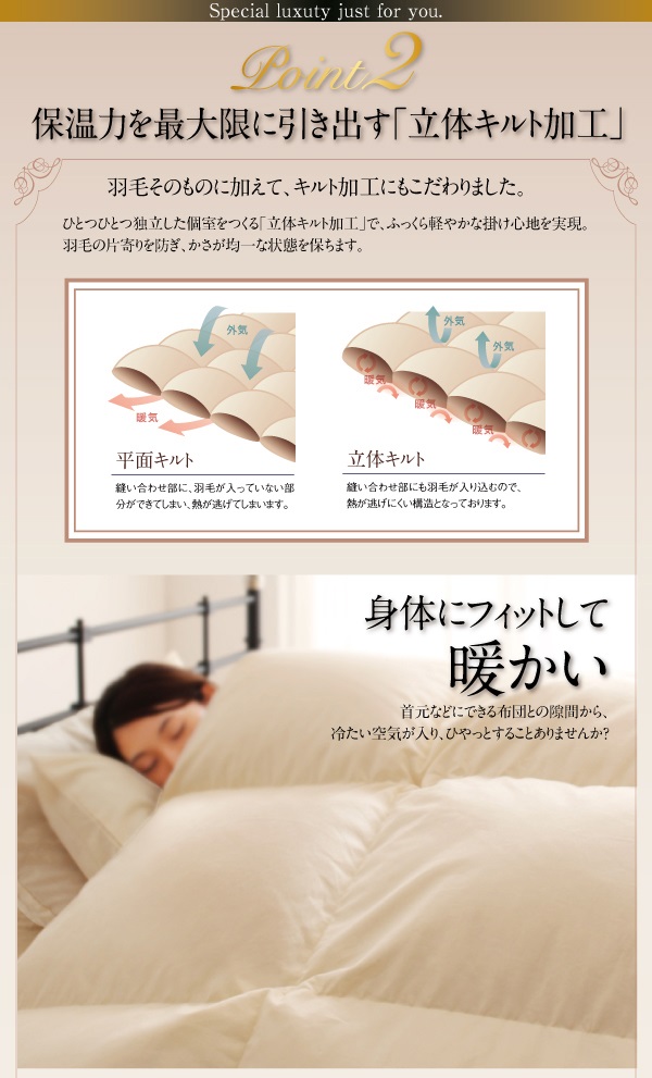 羽毛布団8点セット Amandy アマンディ 商品説明画像7