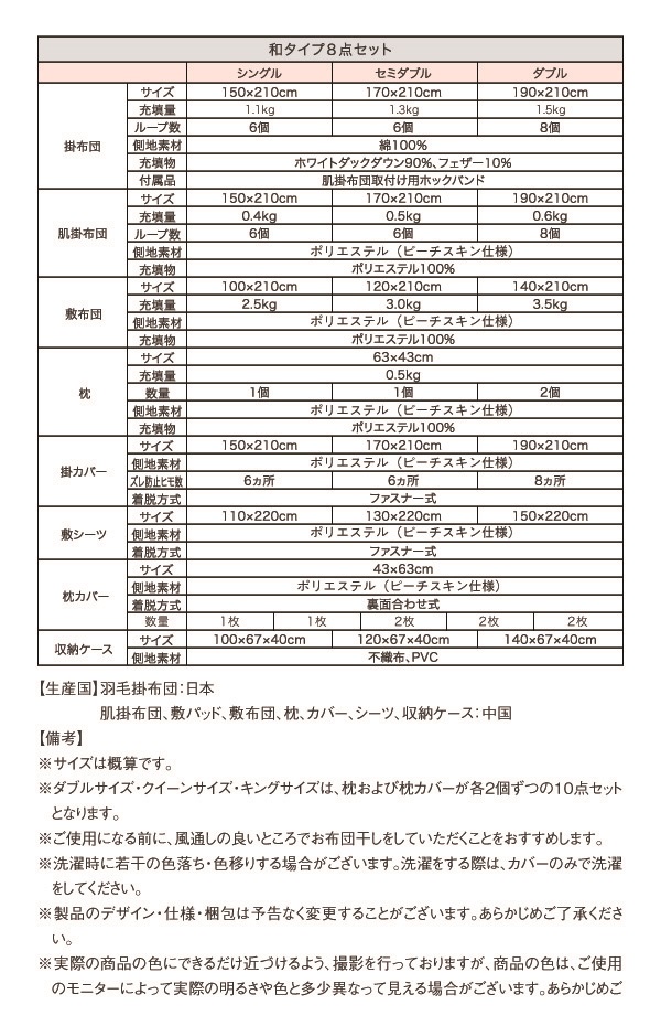 羽毛布団8点セット Conrad コンラッド 商品説明画像25