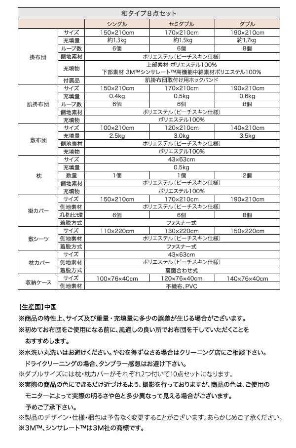 9色から選べる シンサレート入り布団 8点セット 商品説明画像30