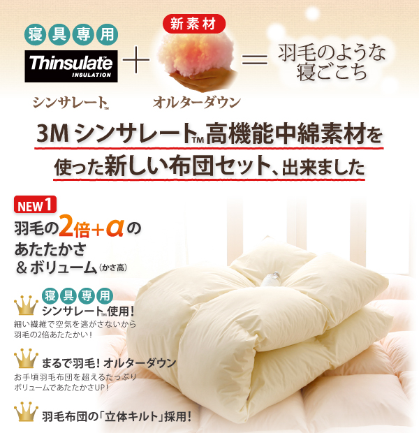 9色から選べる シンサレート入り布団 8点セット プレミアム敷布団タイプ 商品説明画像5