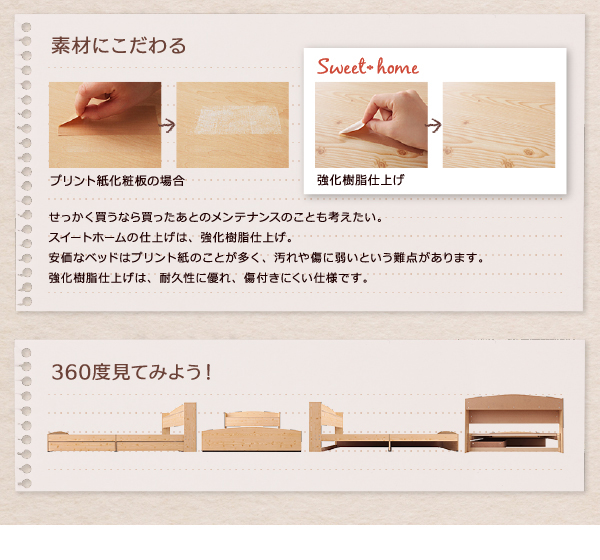 カントリーデザインのコンセント付き収納ベッド Sweet-home スイートホーム 商品説明画像28