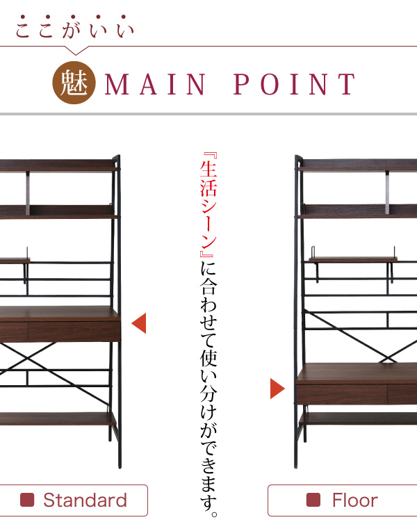 2WAYパソコンデスク 上部収納 幅90cm KKS-0014 | 家具専門店どあどあ(西山商店)