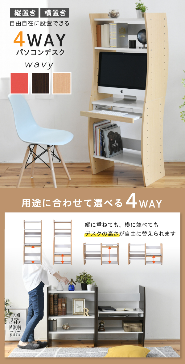 4WAYパソコンデスク wavy FWD-0208 商品説明画像1