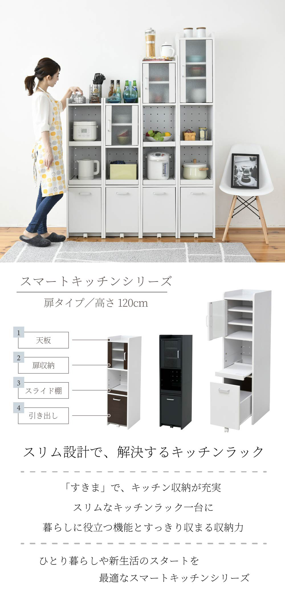 スマートキッチンシリーズ 扉タイプ 高さ120cm 商品説明画像1