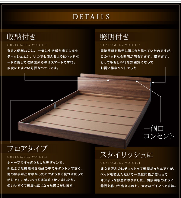 照明・隠し収納付きモダンデザインフロアベッド Fragor フラゴル 商品説明画像14