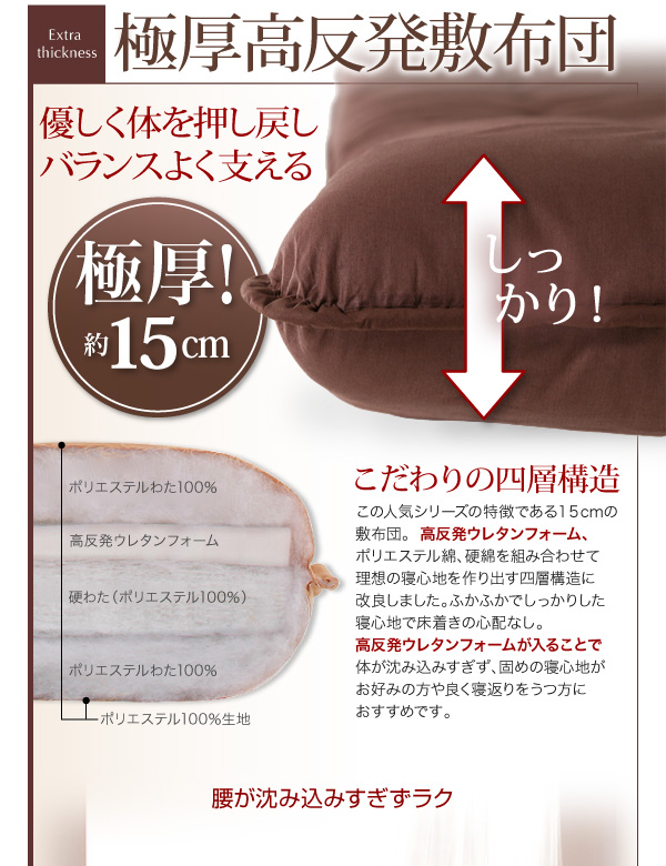 ボリューム布団6点セット FLOOR フロア 高反発タイプ 商品説明画像4