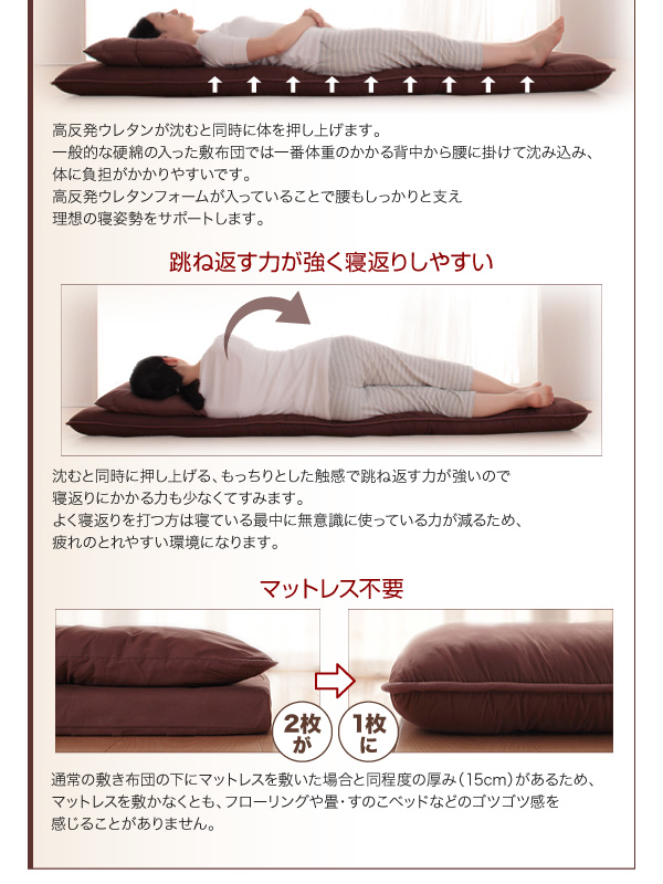 ボリューム布団6点セット FLOOR フロア 高反発タイプ 商品説明画像5