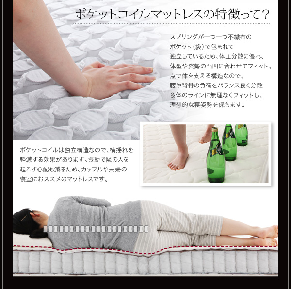 ガス圧式跳ね上げウッドスプリング収納ベッド Stadt シュタット レザータイプ 商品説明画像21