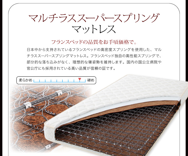 ガス圧式跳ね上げウッドスプリング収納ベッド Stadt シュタット レザータイプ 商品説明画像26