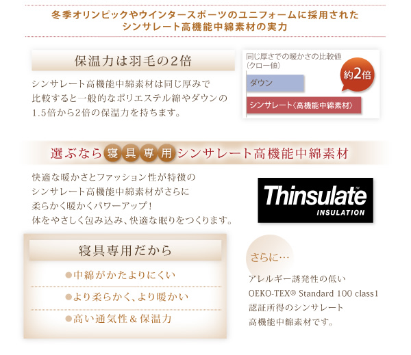 9色から選べる 洗える抗菌防臭 シンサレート高機能中綿素材入り掛け布団 商品説明画像4