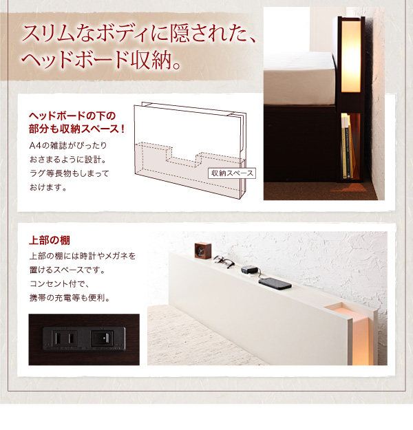 開閉タイプが選べるガス圧式跳ね上げ収納ベッド 夕月 ユフヅキ 商品説明画像7