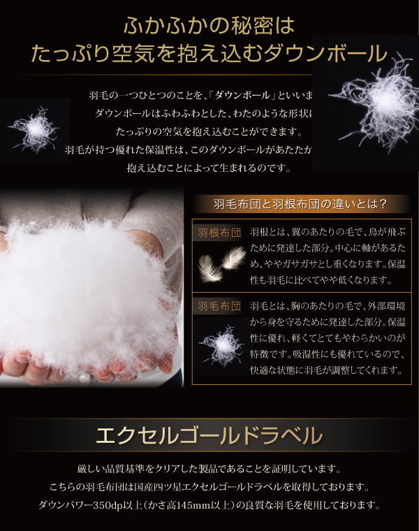 羽毛布団8点セット プレミアム敷布団 Conrad コンラッド 商品説明画像5