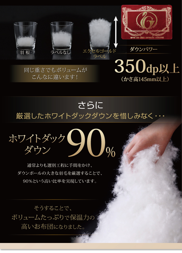 羽毛布団8点セット プレミアム敷布団 Conrad コンラッド 商品説明画像6