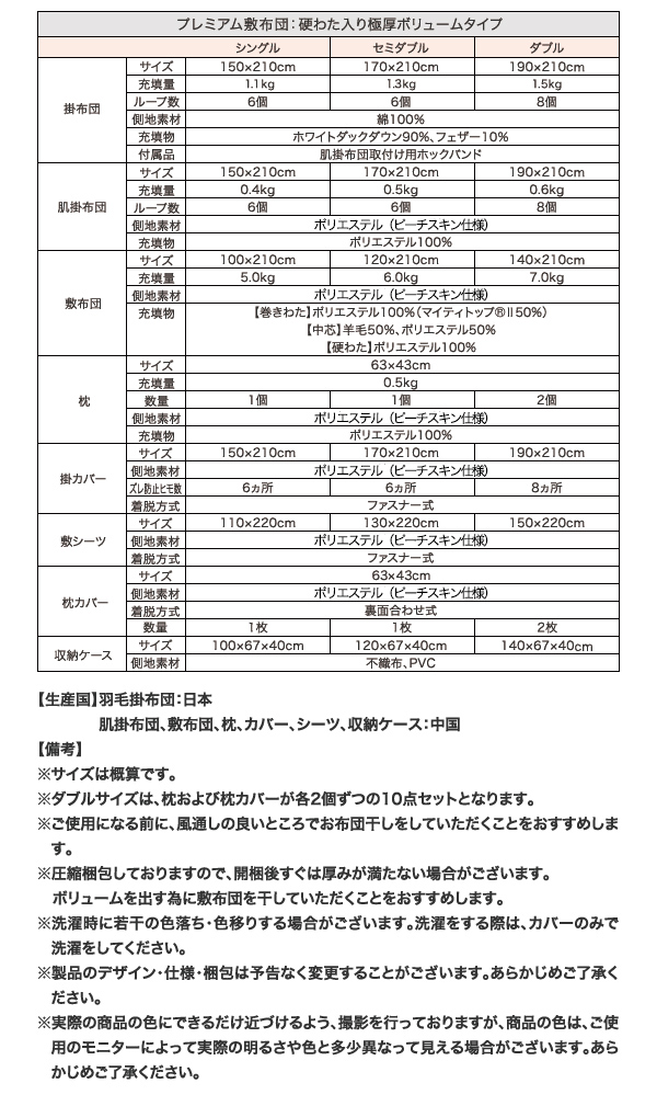 羽毛布団8点セット プレミアム敷布団 Conrad コンラッド 商品説明画像26