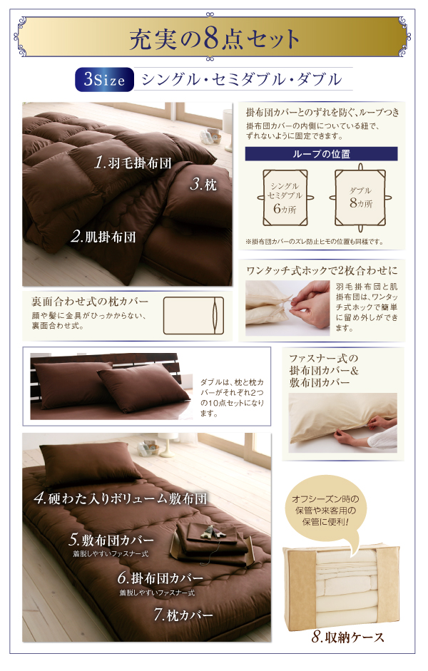 羽毛布団8点セット プレミアム敷布団 Celicia セリシア 商品説明画像20