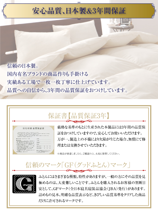 羽毛布団8点セット プレミアム敷布団 Celicia セリシア 商品説明画像21