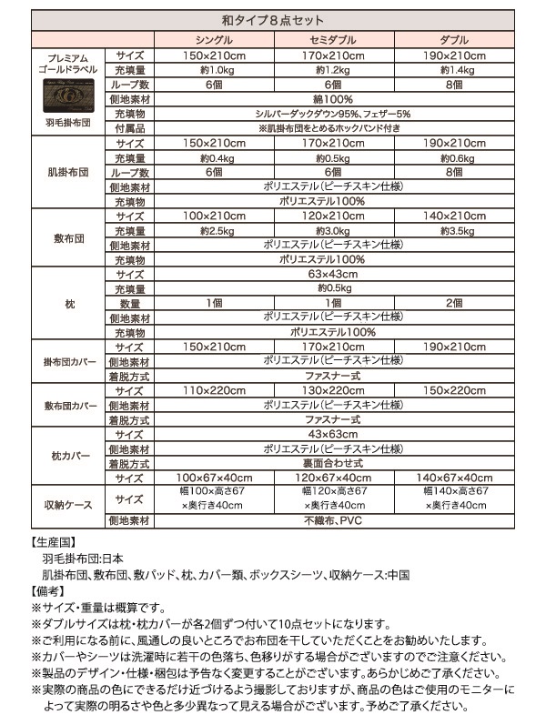 羽毛布団8点セット Noiva ノイヴァ 商品説明画像33