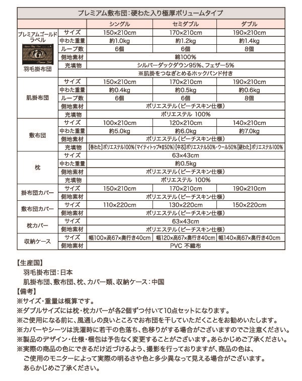 羽毛布団8点セット プレミアム敷布団 Noiva ノイヴァ 商品説明画像36