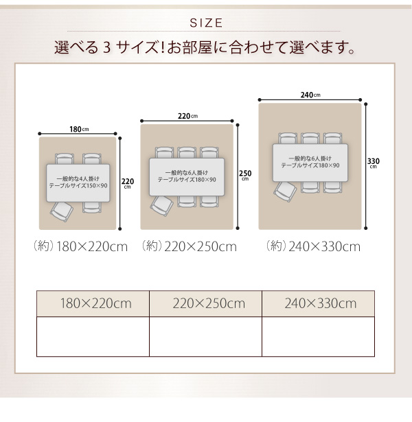 はっ水・抗菌ブロック柄国産ダイニングラグ GABBIE ギャビィ 商品説明画像12