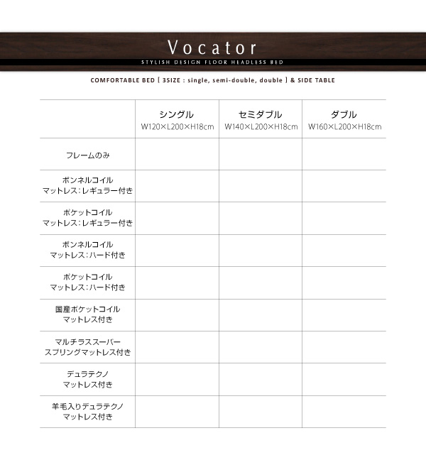 スタイリッシュ・フロア・ヘッドレスベッド Vocator ウォカトール 商品説明画像12