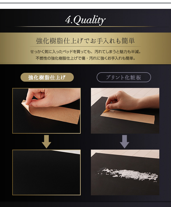 モノトーンモダンデザイン棚・コンセント付収納ベッド praily プレイリー 商品説明画像7