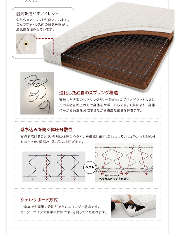 収納ヘッドボード付きガス圧式跳ね上げ収納ベッド Beegos ビーゴス 商品説明画像26