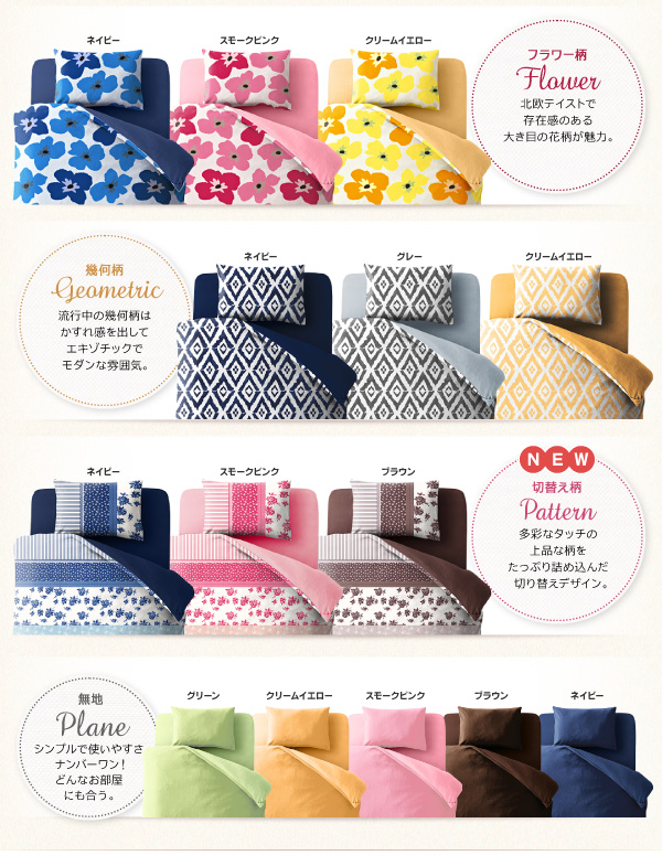 20色柄から選べる デザインカバーリングシリーズ (ベッド用カバーリング3点セット / シングル / レース柄×ネイビー　[No.100023825]) 商品説明画像22